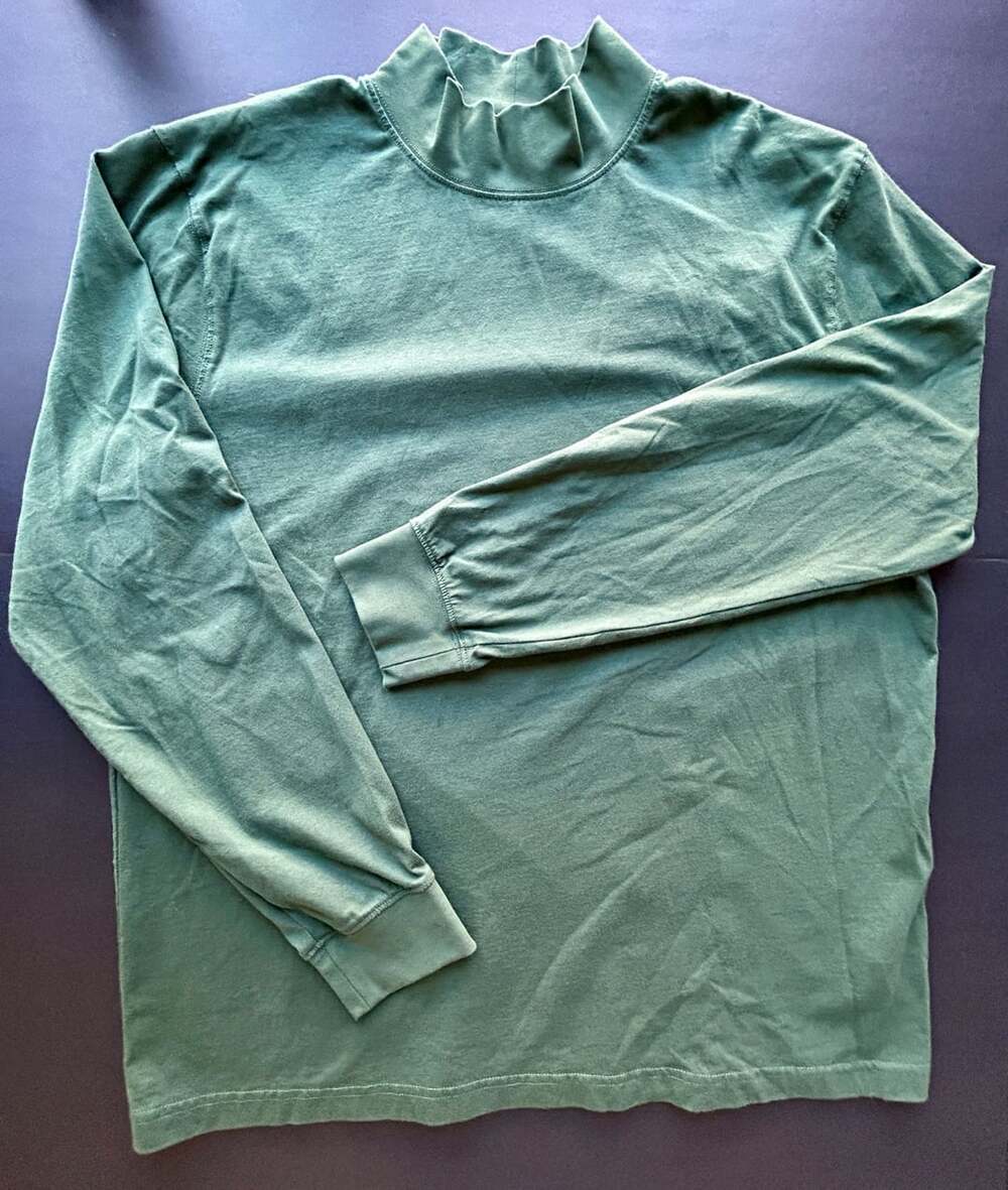 L.L.Bean Mock Turtleneck Shirt Size L REG Green Cotton